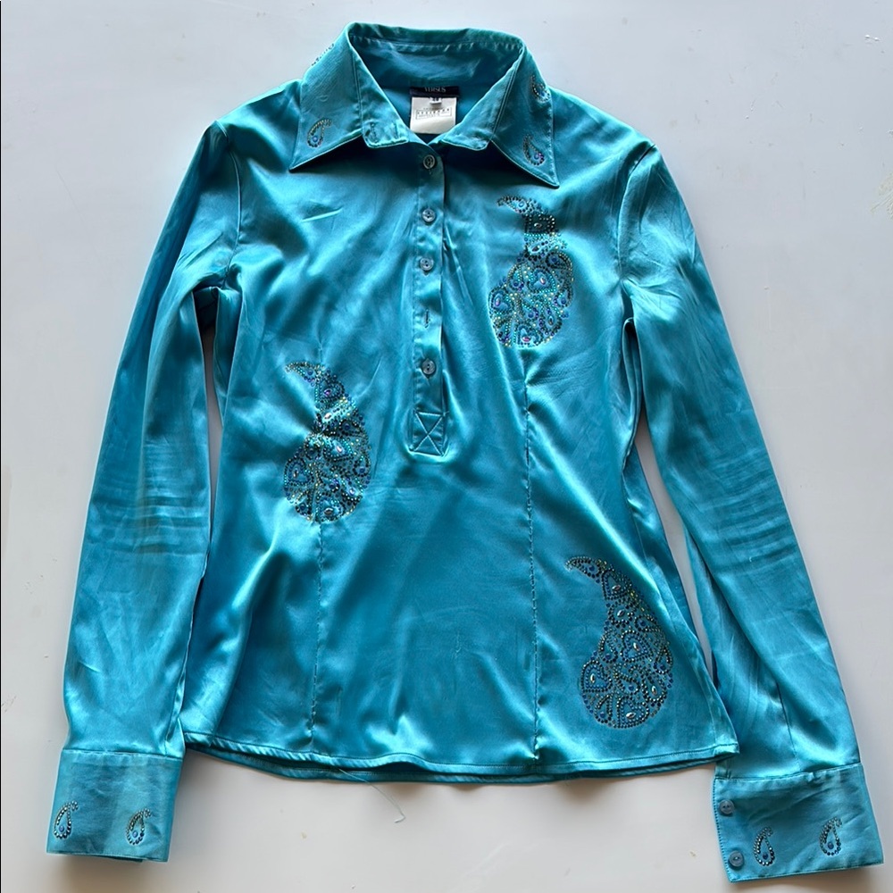 Blue Long Sleeve Shirt with Sequin Design